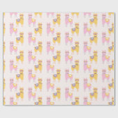 Papier Cadeau Pas de Drame Llama mignonne rose Motif jaune (Plat)
