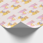 Papier Cadeau Pas de Drame Llama mignonne rose Motif jaune (Coin)