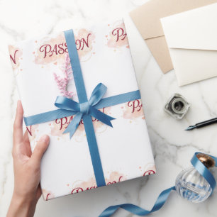 Papier Cadeau PASSION – Typographie Romantique Élégante avec Dou