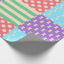 Pastel à carreaux à rayures noeud à pois Géométriq