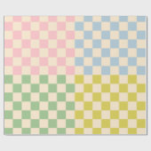 Papier Cadeau Pastel À damiers Check Motif rose bleu vert (Plat)
