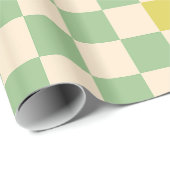 Papier Cadeau Pastel À damiers Check Motif rose bleu vert (Coin rond)