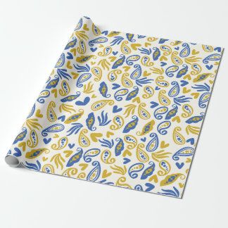 Papier Cadeau Pastel Abstrait Paisley, Coeurs et Floraux
