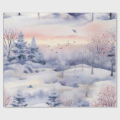 Papier Cadeau Pastel Aquarelle hiver Forêt Motif (Plat)