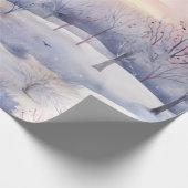 Papier Cadeau Pastel Aquarelle hiver Forêt Motif (Coin)