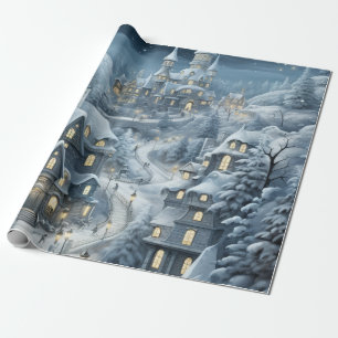 Papier Cadeau Pastel Aquarelle hiver Forêt Motif