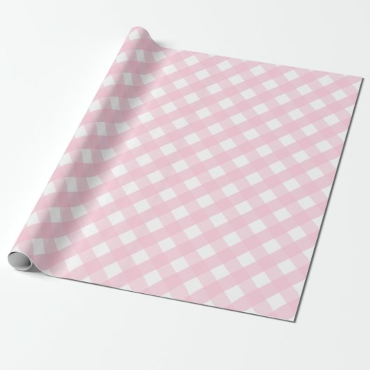 Papier Cadeau Pastel Baby Soft rose et blanc chèque cadeau Plaid (Déroulé)