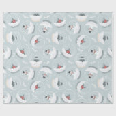 Papier Cadeau Pastel Blue Cute Snowman Snowglobe Noël (Plat)