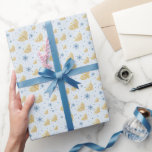Papier Cadeau Pastel Blue Hanoukka Menorah Star de David Motif<br><div class="desc">Ce design présente une menorah dorée d'aquarelle et Star of David motif sur un arrière - plan bleu pastel. La couleur arrière - plan peut être changée en,  littéralement,  n'importe quelle couleur que vous aimez ! Choisissez simplement l'outil personnaliser.</div>