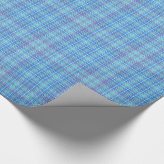 Papier Cadeau Pastel Blue Plaid Pattern (Coin)