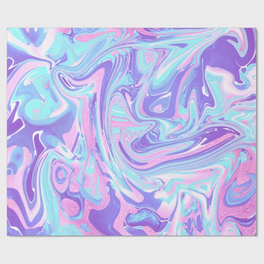 Papier Cadeau Pastel Blue & Purple Marble Texture liquide (Plat)