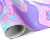Papier Cadeau Pastel Blue & Purple Marble Texture liquide (Coin rond)
