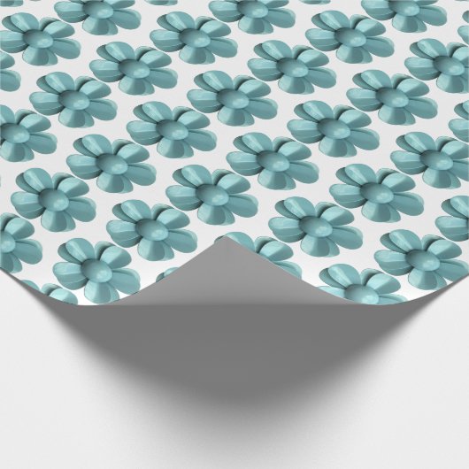 Papier Cadeau Pastel Blue Retro Daisy MOD Flower Mariage MCM (Coin)