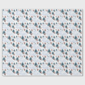 Papier Cadeau Pastel Blue Rose Cookie Bell Star Trees Noël (Plat)