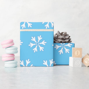 Papier Cadeau Pastel Blue White Snowflake Minimal