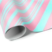 Papier Cadeau Pastel Blush rose et Bébé Bleu rayures (Coin rond)