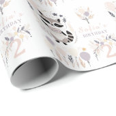 Papier Cadeau Pastel Boho Raccoon et Ballons Anniversaire (Coin rond)