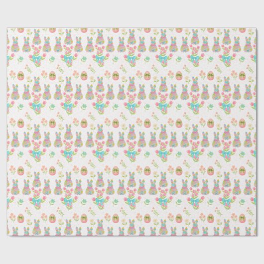 Papier Cadeau Pastel Bow Bunny Easter Pattern (Plat)