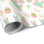 Papier Cadeau Pastel Bow Bunny Easter Pattern (Coin rond)