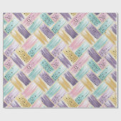 Papier Cadeau Pastel Brushstroke & Gold Crisscross Abstrait (Plat)