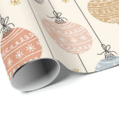 Papier Cadeau Pastel Chaîne d'ornements Noël (Coin rond)