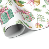 Papier Cadeau Pastel Christmas Pattern Wrapping Paper (Coin rond)