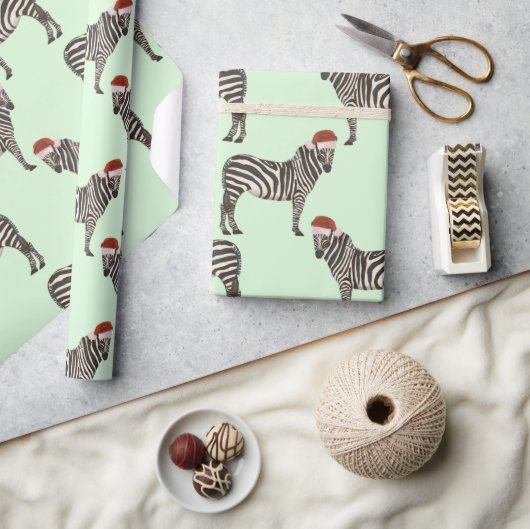 Papier Cadeau Pastel Christmas Safari Animaux Mint Zebra (Artisanat)