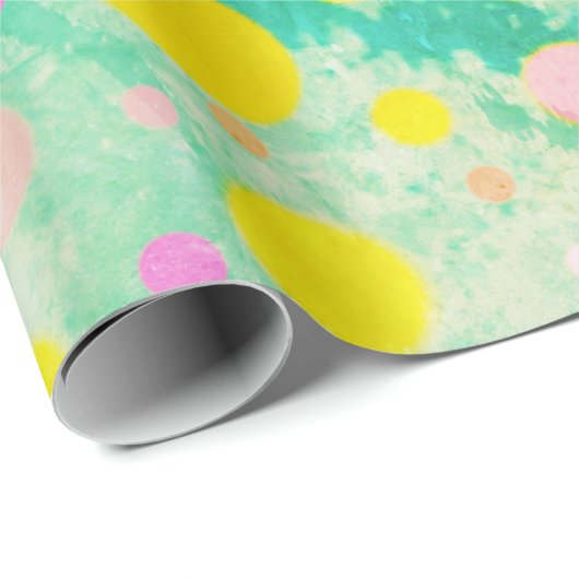 Papier Cadeau Pastel Circles sur Vert Arrière - plan brillant (Coin rond)