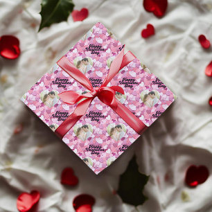 Papier Cadeau Pastel Coeurs de Parties scintillant Photo personn