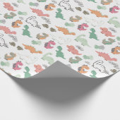Papier Cadeau Pastel Dinosaures sur l'Arrière - plan blanc (Coin)