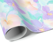 Papier Cadeau Pastel doux Floral & Verdure Motif de Pâques (Coin rond)