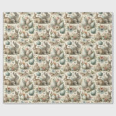 Papier Cadeau Pastel Easter Bunny Decorative Eggs Spring Floral (Plat)