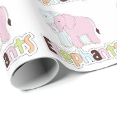 Papier cadeau Pastel Elephants (Coin rond)
