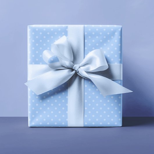 Papier Cadeau Pastel et petits pois bleu clair