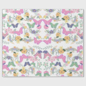 Papier cadeau Pastel Floral Papillons (Plat)