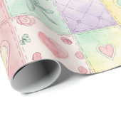 Papier Cadeau Pastel Floral Patchwork Picnic Pattern (3) (Coin rond)