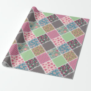 Papier Cadeau Pastel Floral Quilt Carré