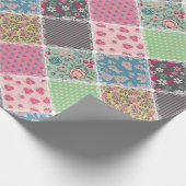 Papier Cadeau Pastel Floral Quilt Carré (Coin)