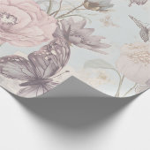 Papier Cadeau Pastel Flower & Butterfly matte  Wrapping Paper (Coin)