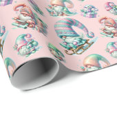 Papier Cadeau Pastel Gnome Motif de Noël - Festivals D (Coin rond)