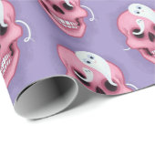 Papier Cadeau Pastel goth crâne éffrayant mignon (Coin rond)