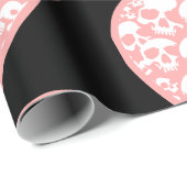 Papier Cadeau pastel goth valentines crâne de coeur rose (Coin rond)