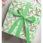Papier Cadeau Pastel Green Lapin de Pâques Lapin de Printemps Co