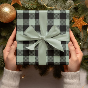 Papier Cadeau Pastel Green Plaid Noël