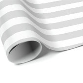 Papier Cadeau Pastel Gris et Blanc Simple Horizontal Striped (Coin rond)