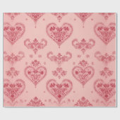 Papier Cadeau Pastel Heart Motifs Delicate Floral Romantic Style (Plat)