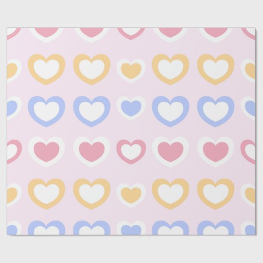 Papier Cadeau Pastel Heart Pattern Wrapping Paper (Plat)