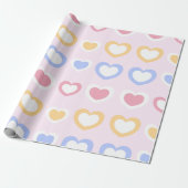 Papier Cadeau Pastel Heart Pattern Wrapping Paper (Déroulé)