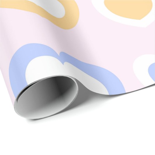Papier Cadeau Pastel Heart Pattern Wrapping Paper (Coin rond)