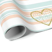 Papier Cadeau Pastel Heart Stripes Glitter Style Pattern (16) (Coin rond)